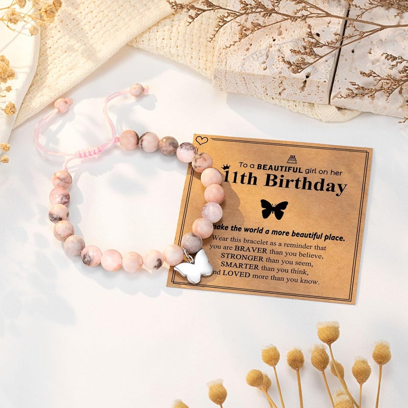 UNGENT THEM 6-16 Year Old Girls Birthday Butterfly Gifts, Butterfly Natural Stone Bracelet for Daughter Granddaughter Niece - Image 5